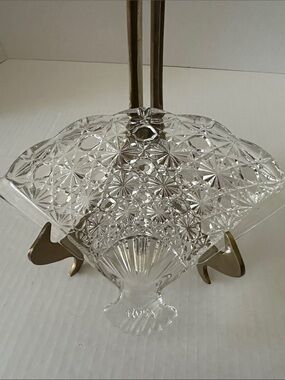 Vintage Daisy &Button Cut Crystal Fan-Shaped Trinket Dish by Avon
